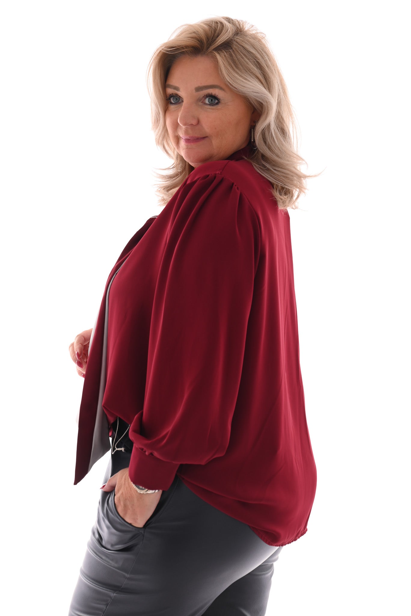 Blouse met hals strik bordeaux