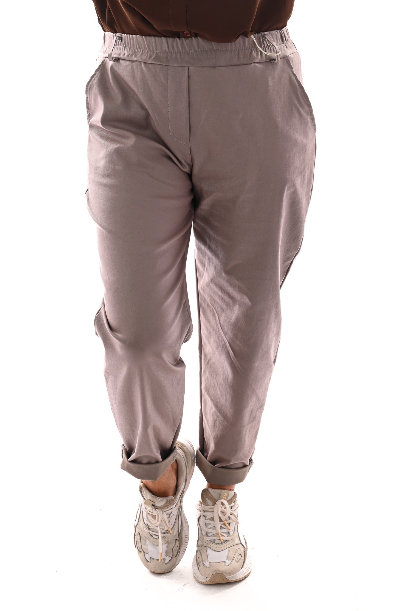 Leatherlook jogger taupe