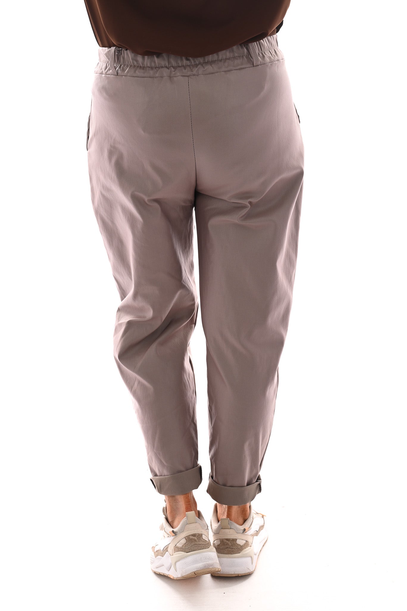 Leatherlook jogger taupe