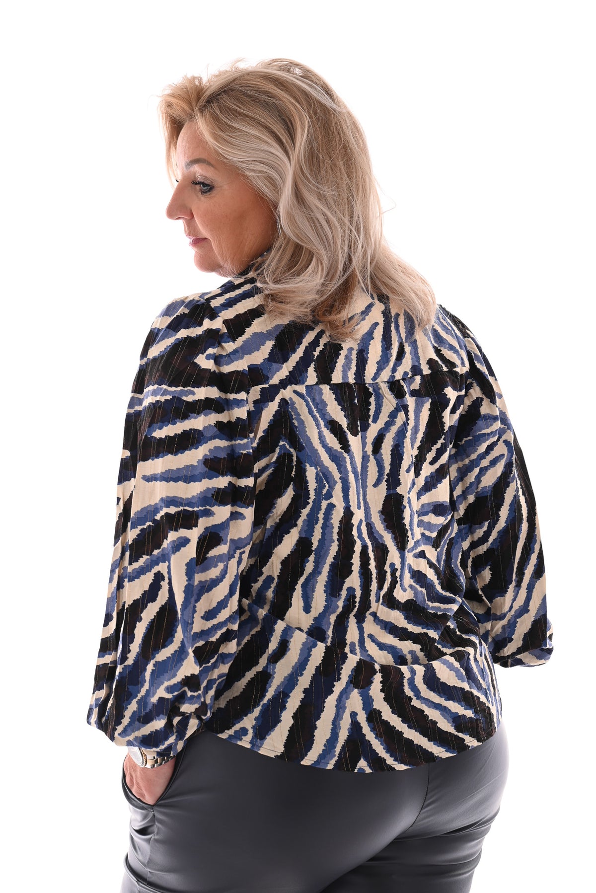 Blouse zebra blauw
