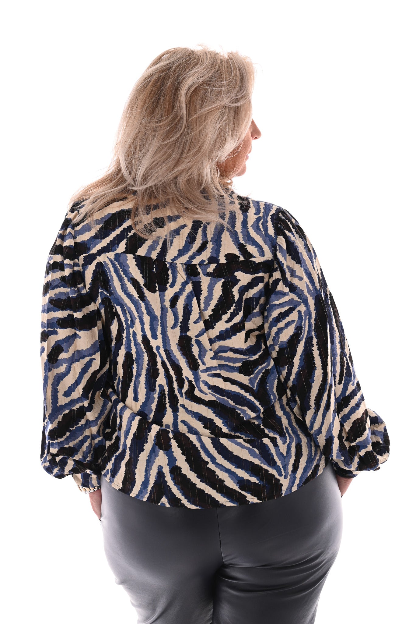 Blouse zebra blauw