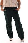 Wide leg joggingsbroek met naad zwart