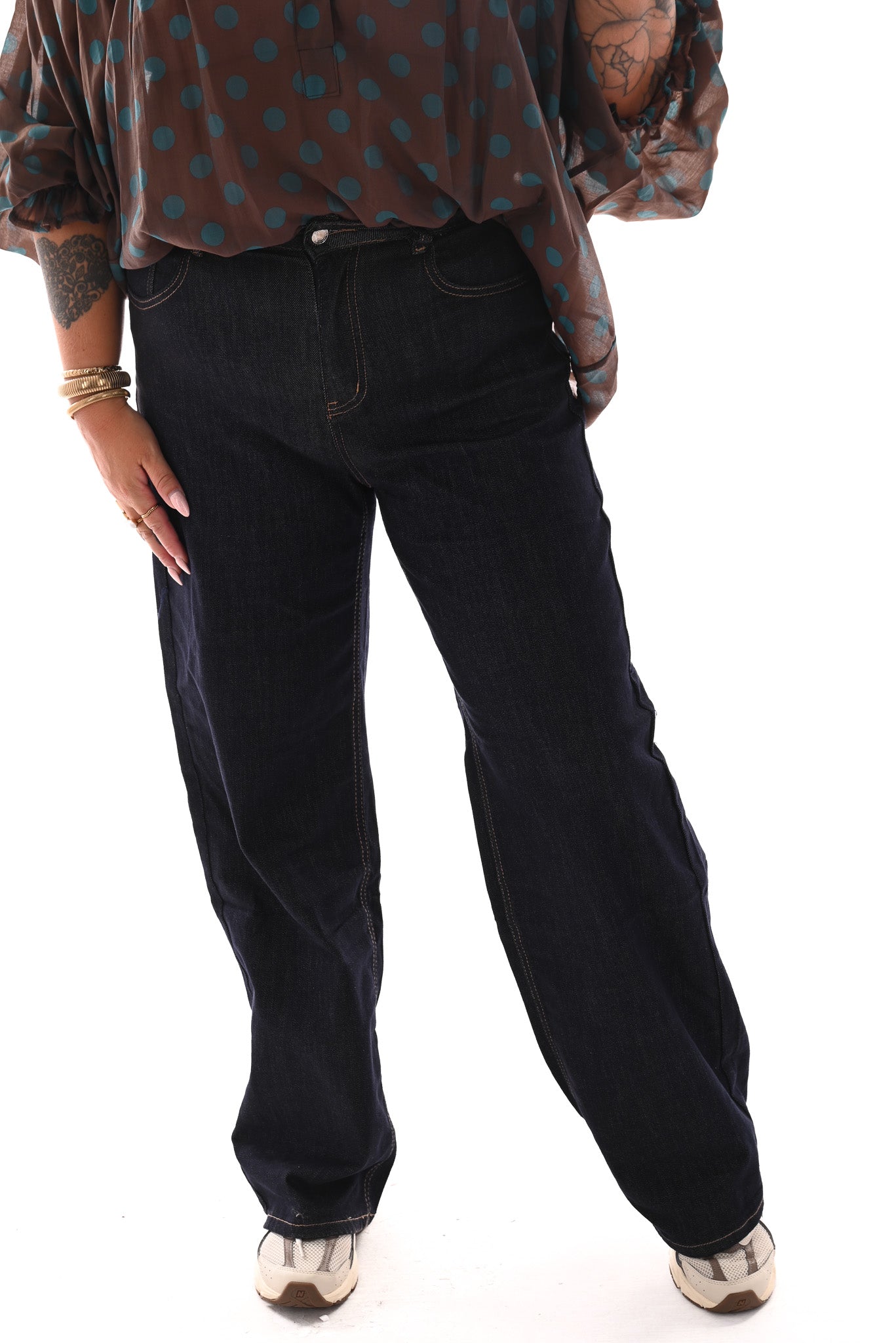 Monday wide leg donkerblauw