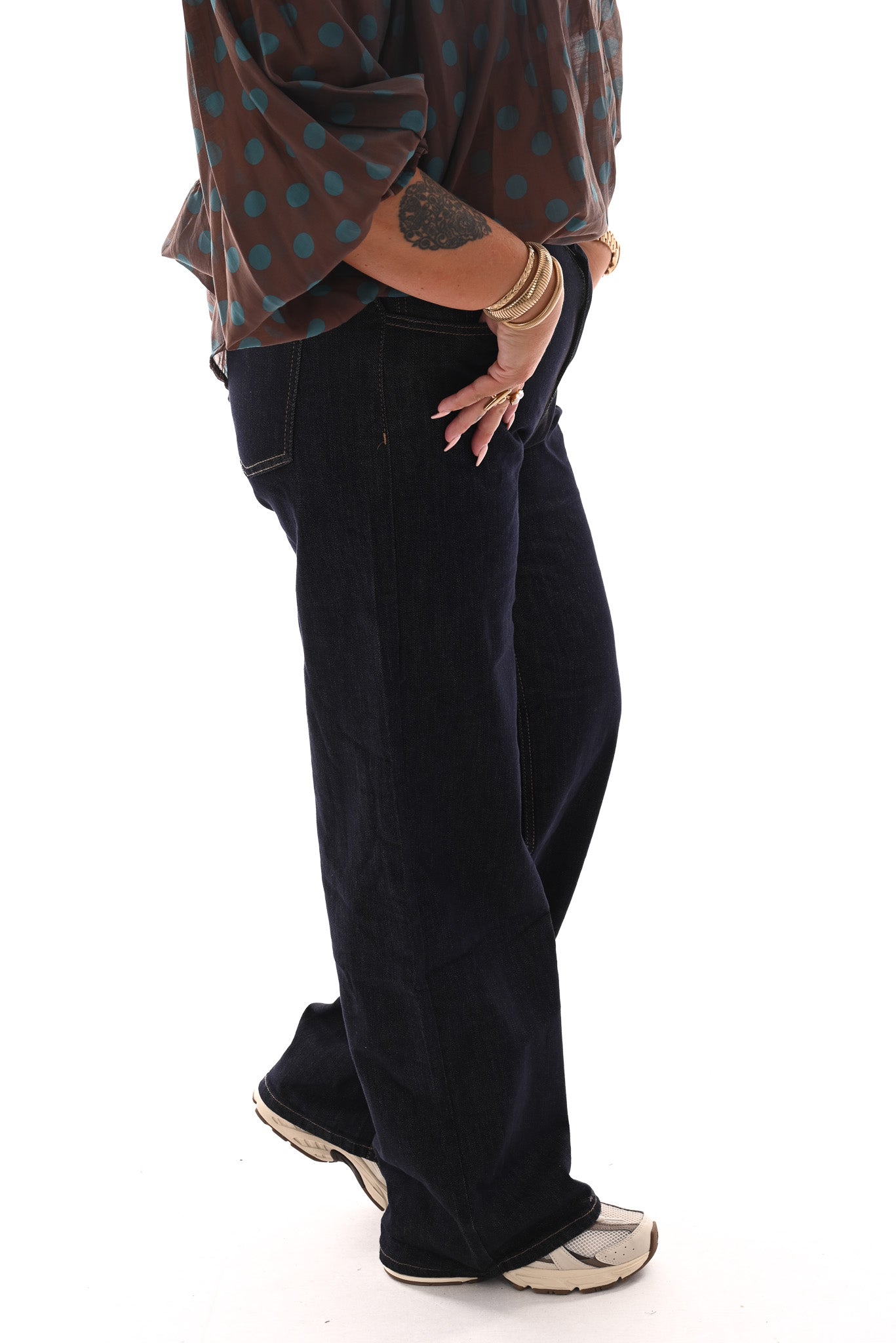 Monday wide leg donkerblauw