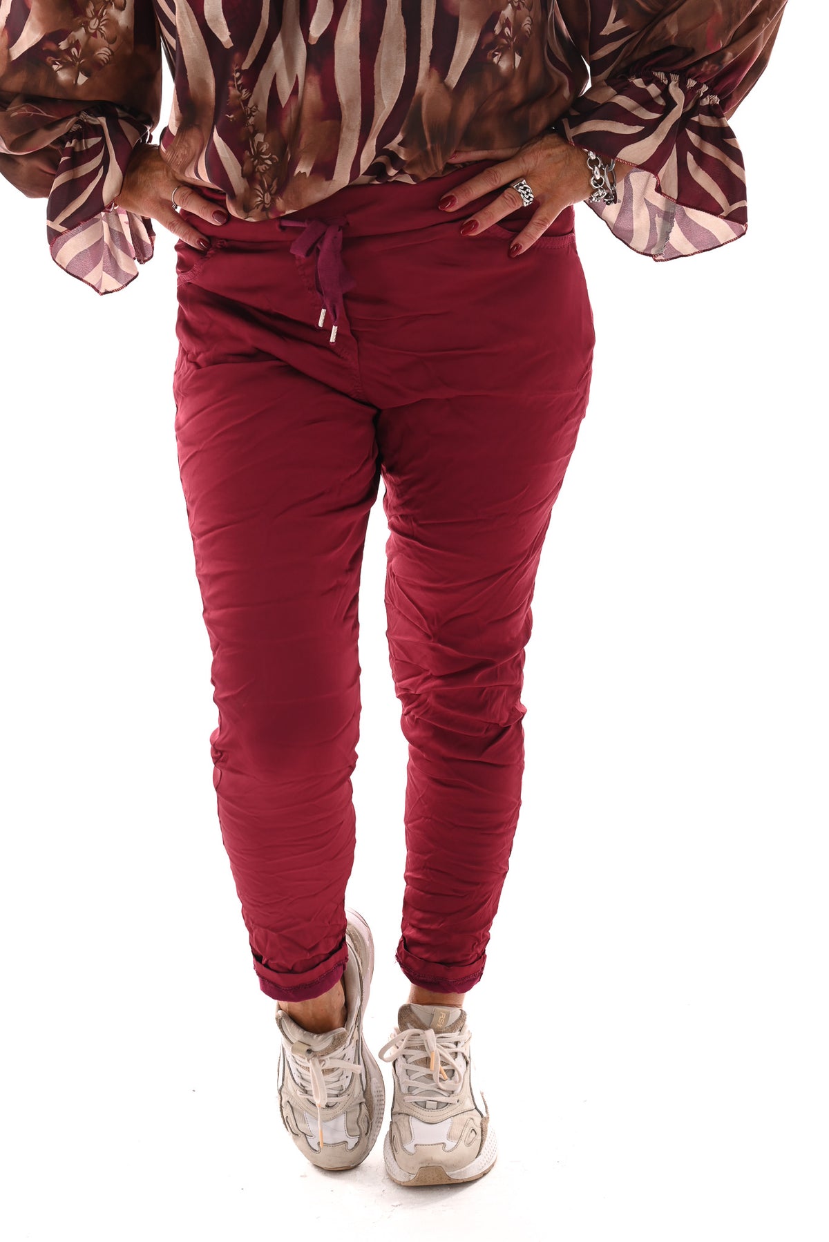 Silky stretchbroek uni bordeaux
