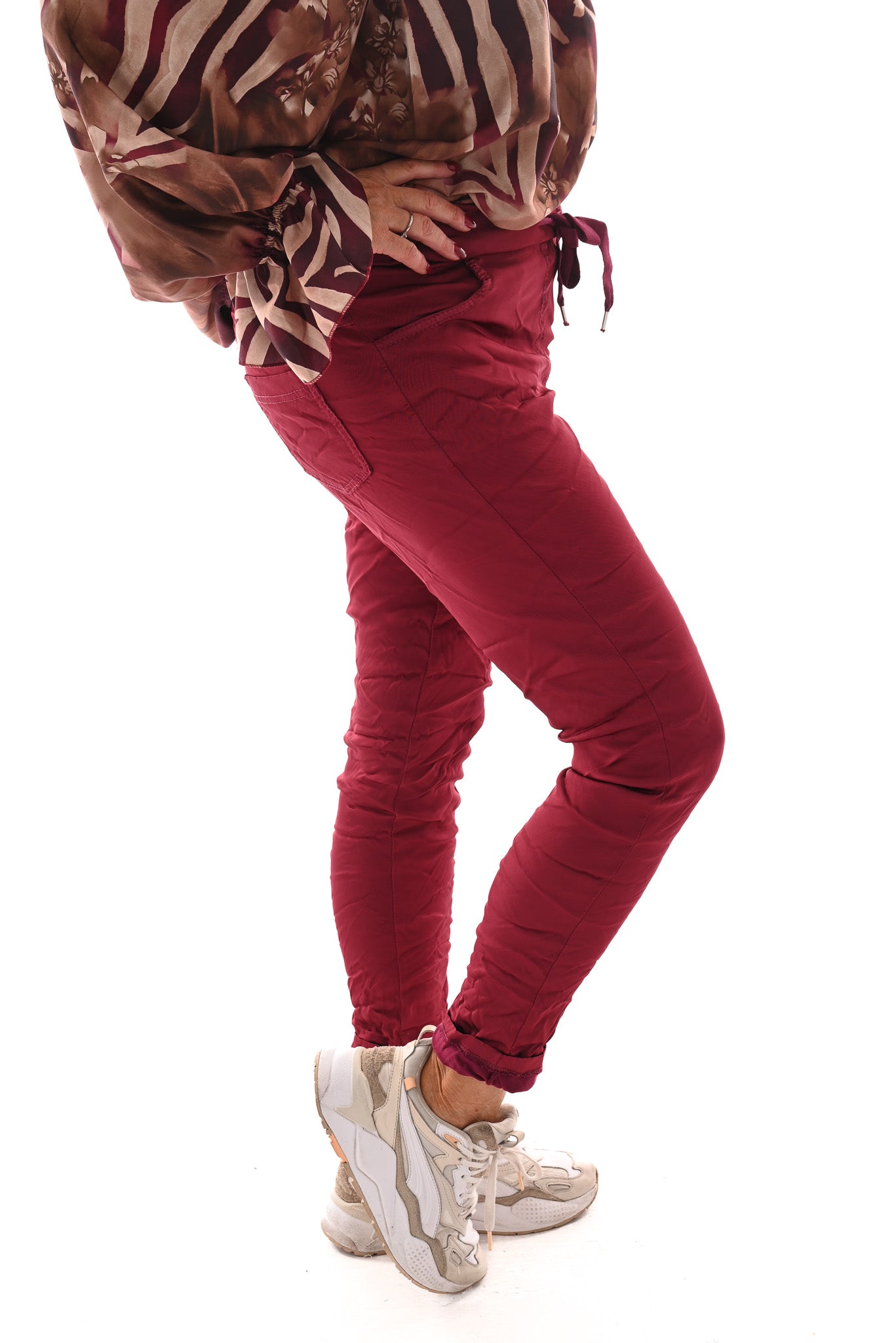 Silky stretchbroek uni bordeaux