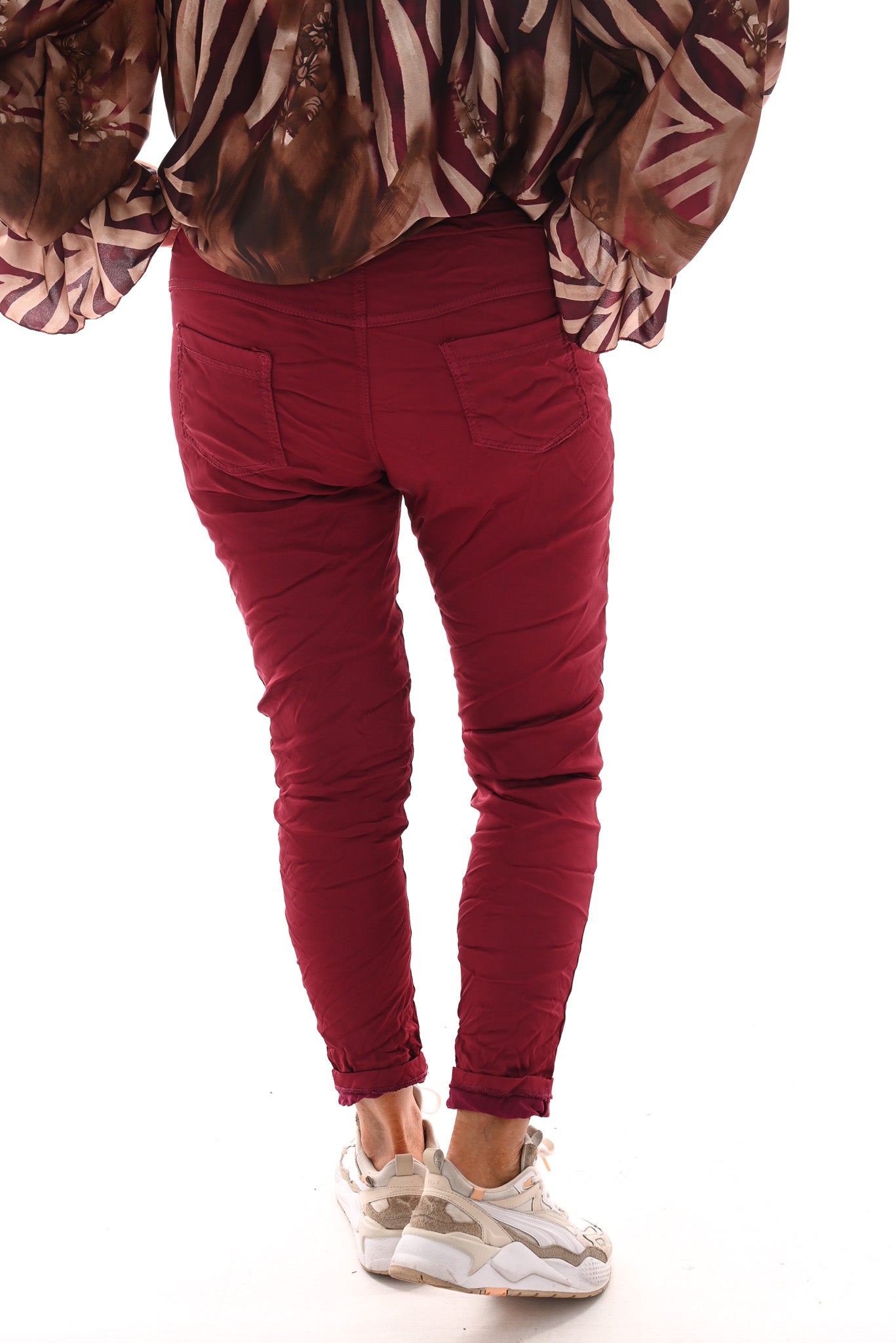Silky stretchbroek uni bordeaux