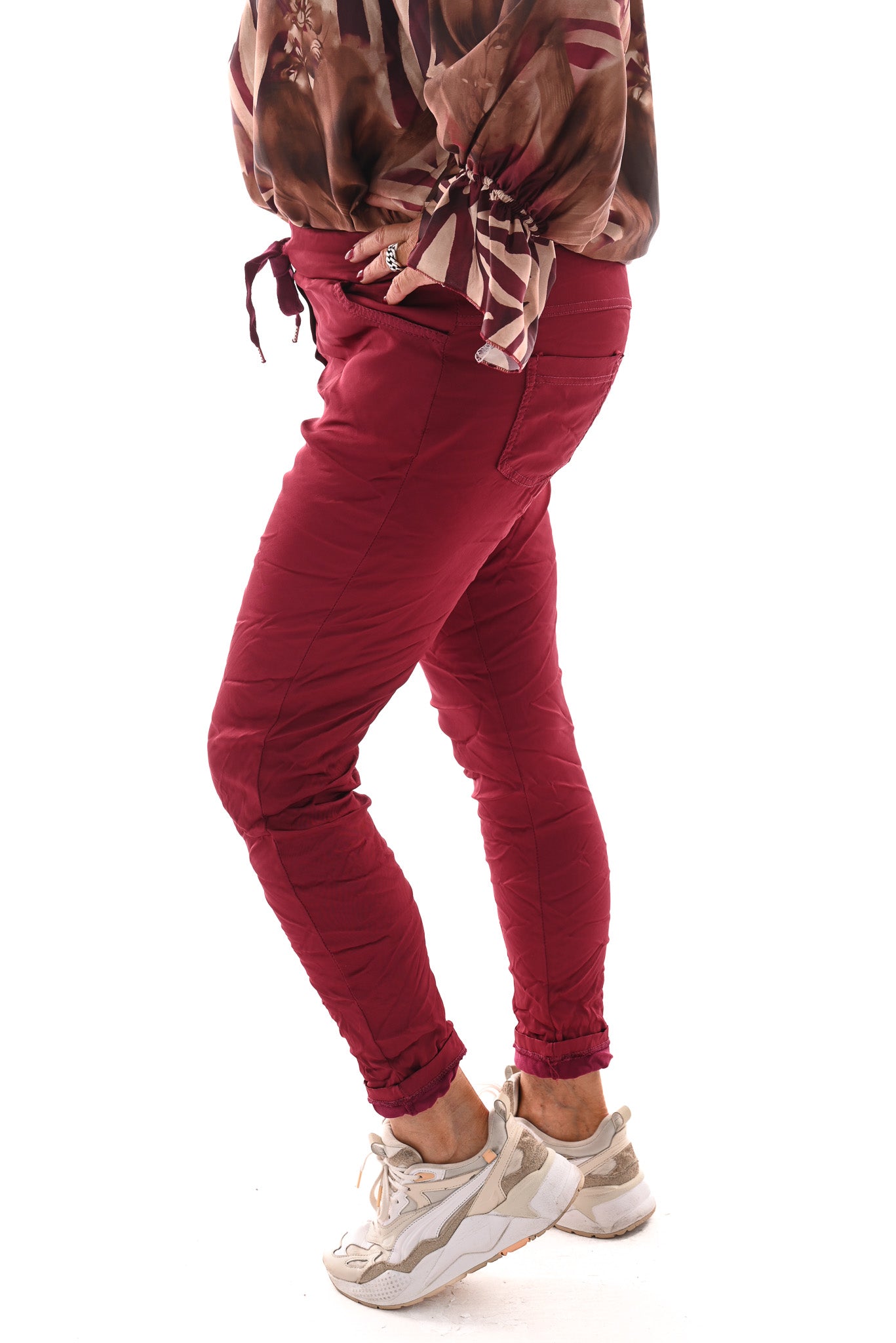 Silky stretchbroek uni bordeaux