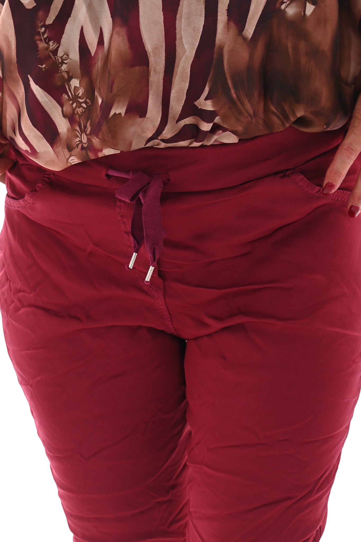 Silky stretchbroek uni bordeaux