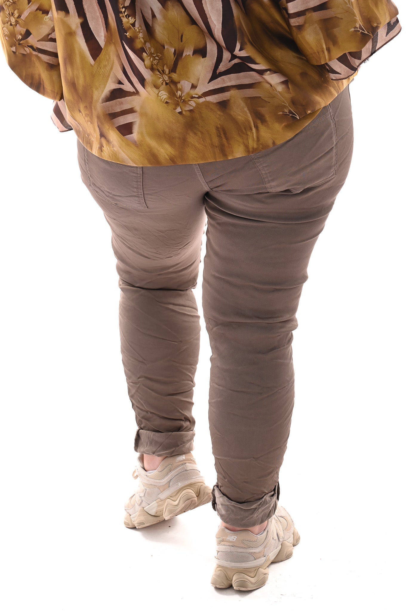 Silky stretchbroek uni taupe