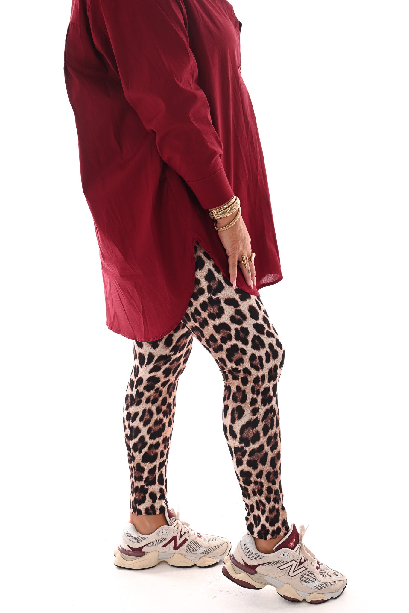 Panterprint travel legging camel