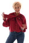 Blouse kleine dots met strik rood
