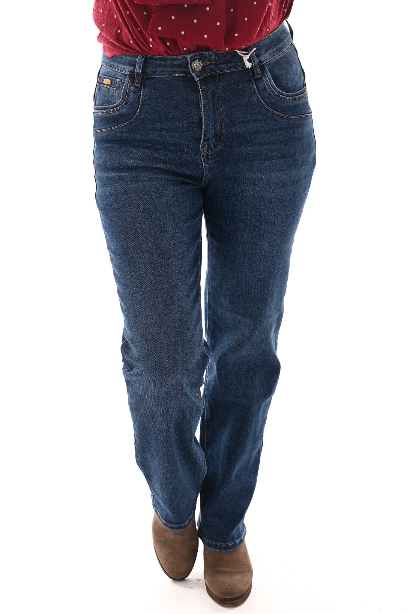 Karostar jeans baggy straight leg middenblauw