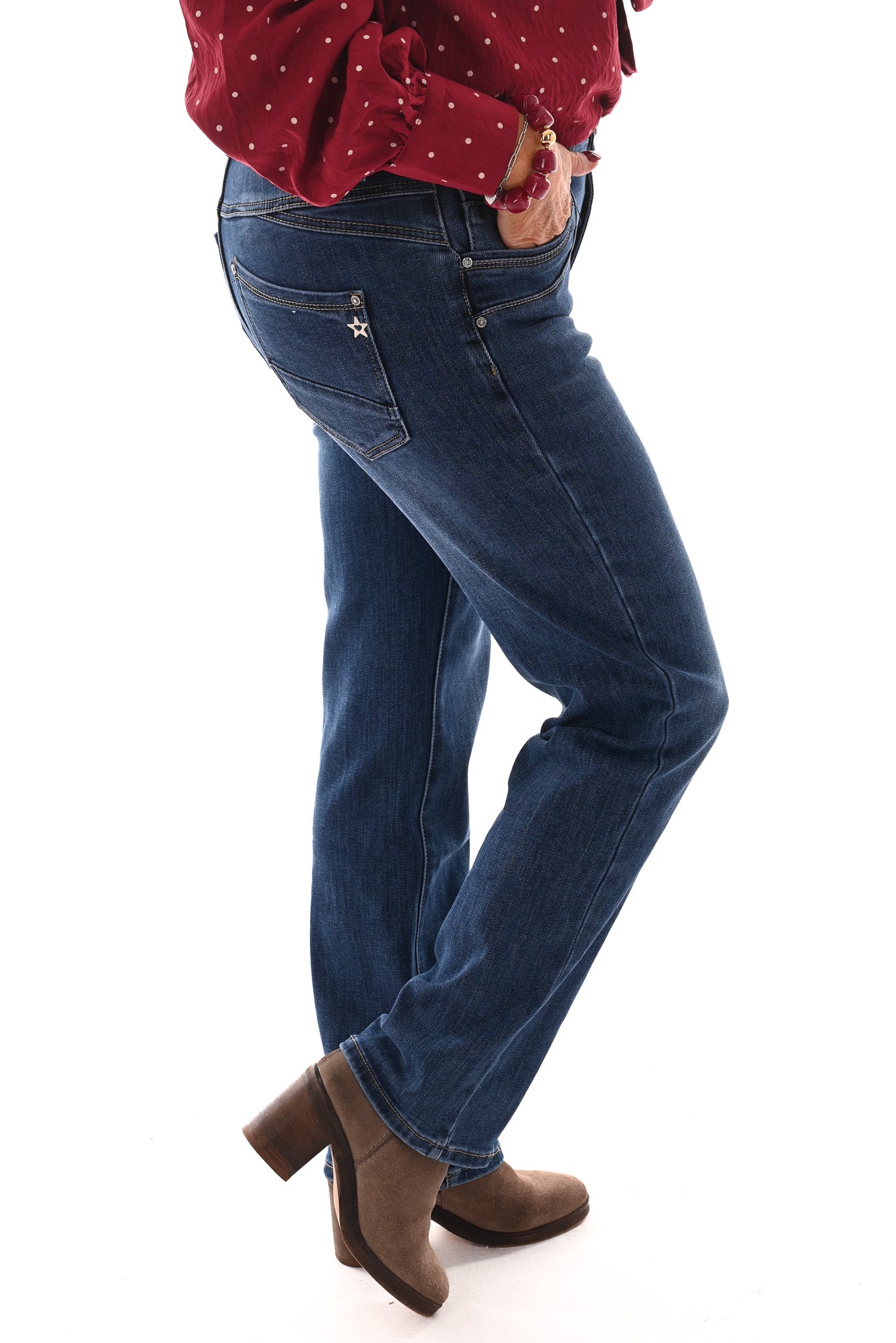 Karostar jeans baggy straight leg middenblauw