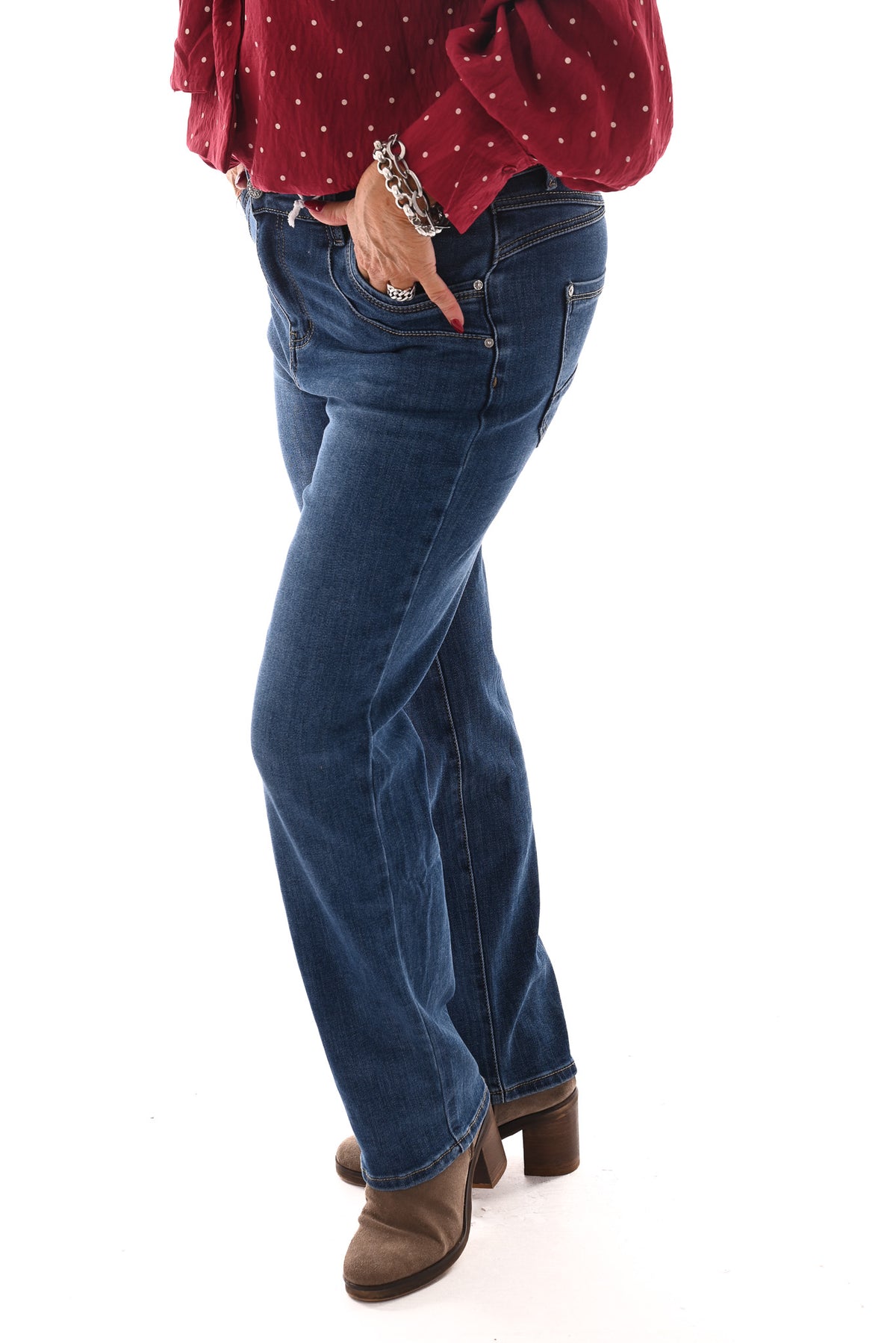Karostar jeans baggy straight leg middenblauw