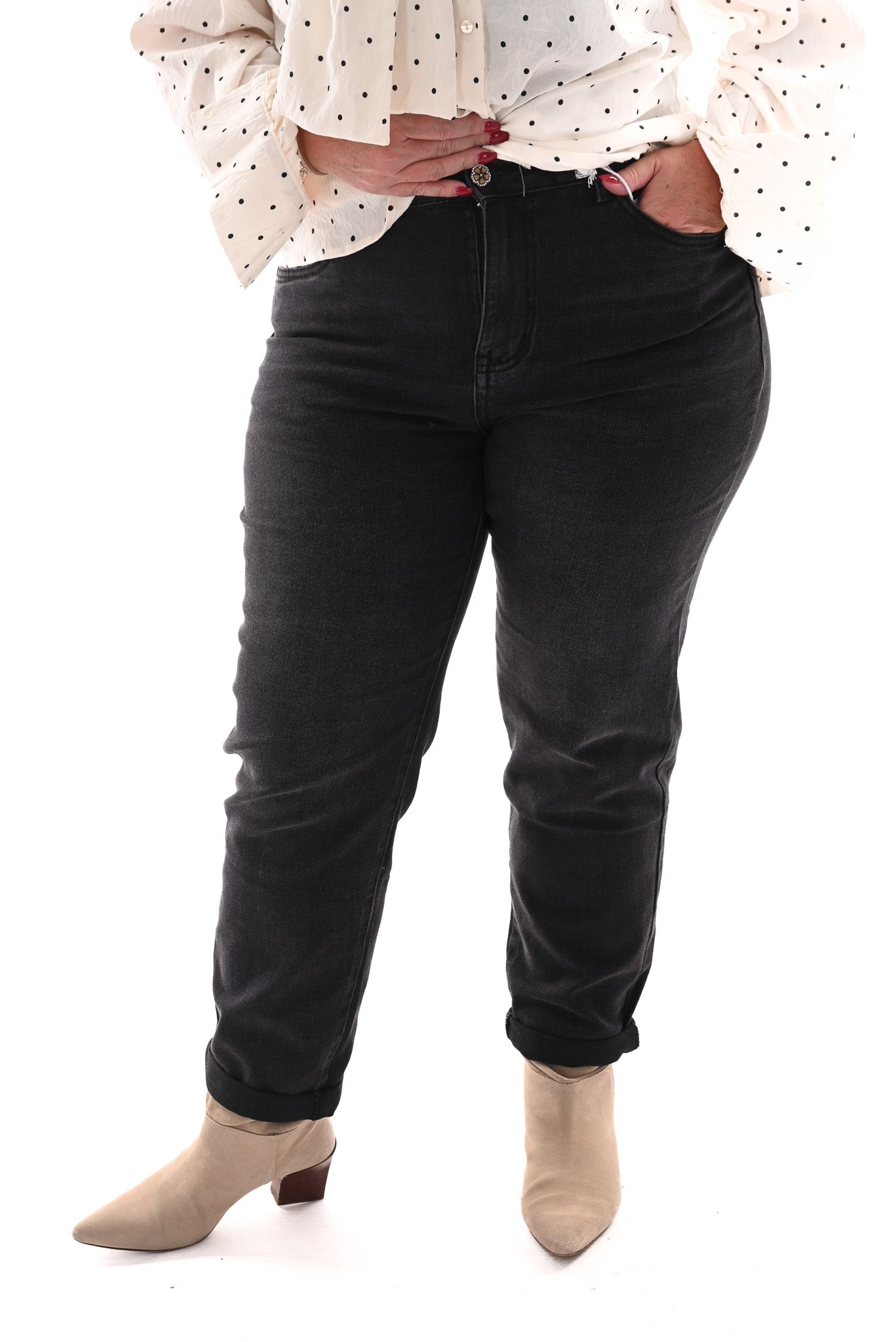 Karostar jeans mom fit zwart