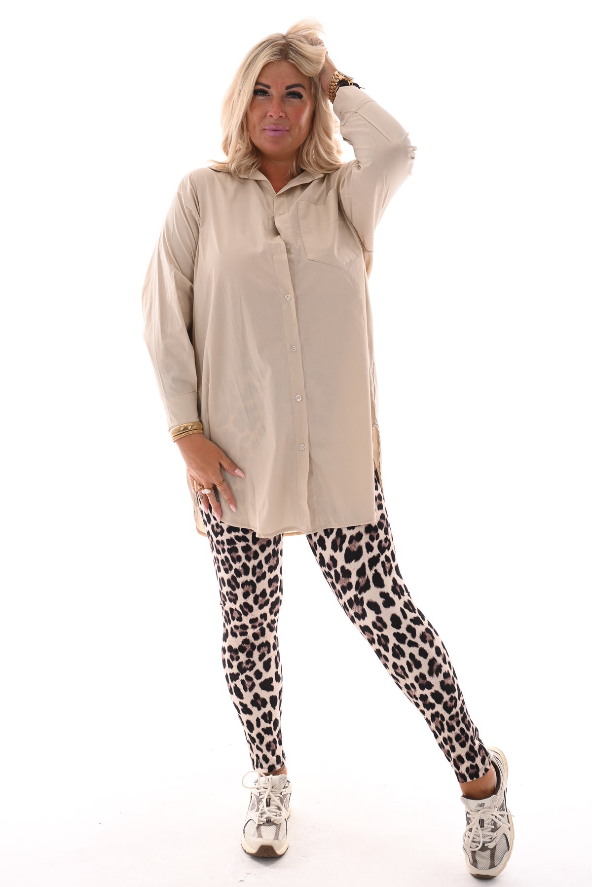 Panterprint travel legging beige