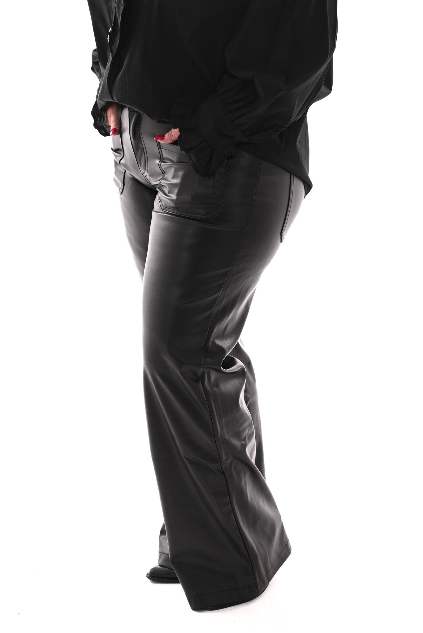 Toxic leatherlook wide leg zwart