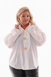 Blouse met roezelkraag wit