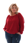 Ballon top lange mouwen uni rood
