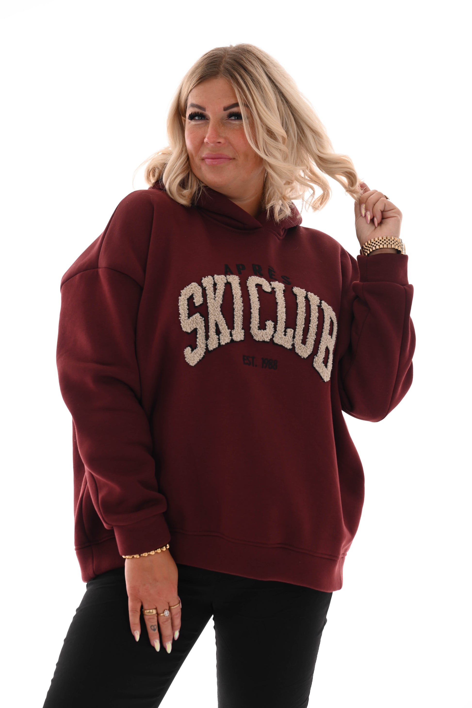 Hoodie apres skiclub donker bordeaux