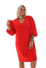 Sweater dress pofmouwen rood