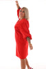 Sweater dress pofmouwen rood