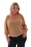 Ballon top lange mouwen uni beige