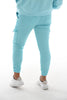 Silky stretchbroek cargo aquablauw