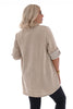 Blouse corduroy ophaalmouwen beige