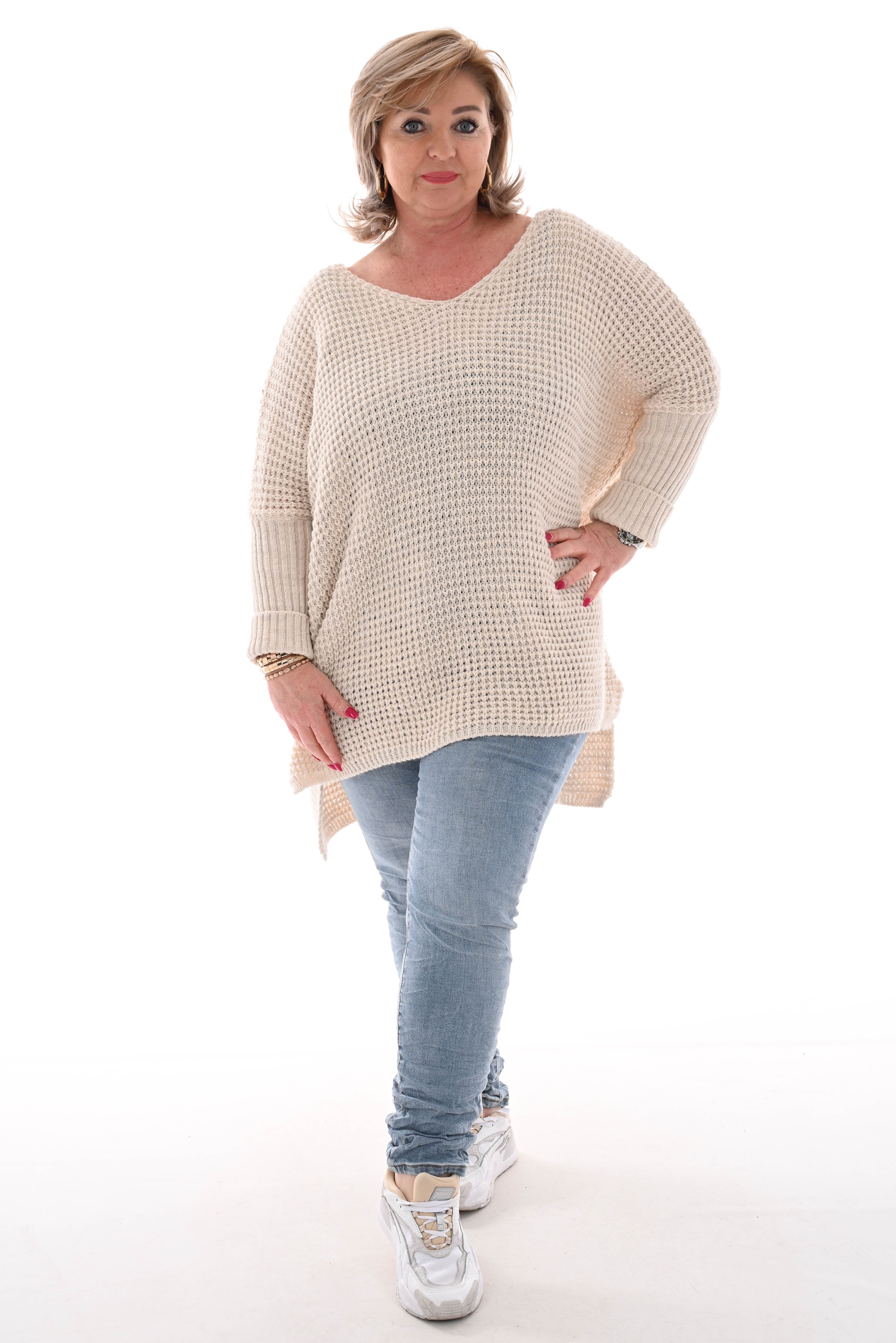Gehaakte oversized trui creme