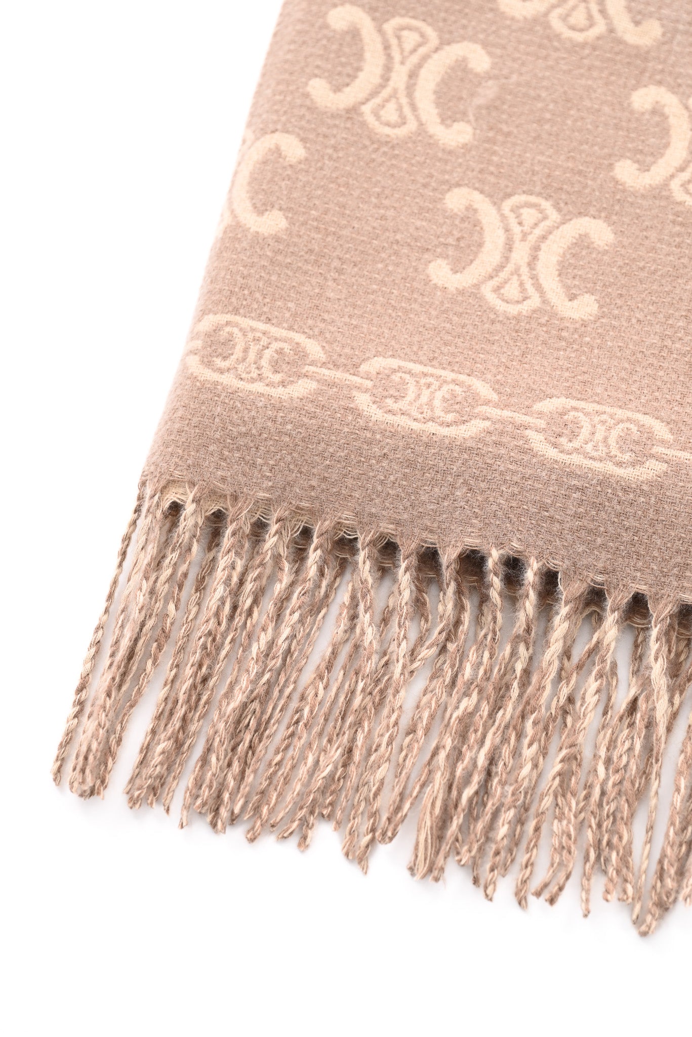 Sjaal met kettingdetail en franjes beige