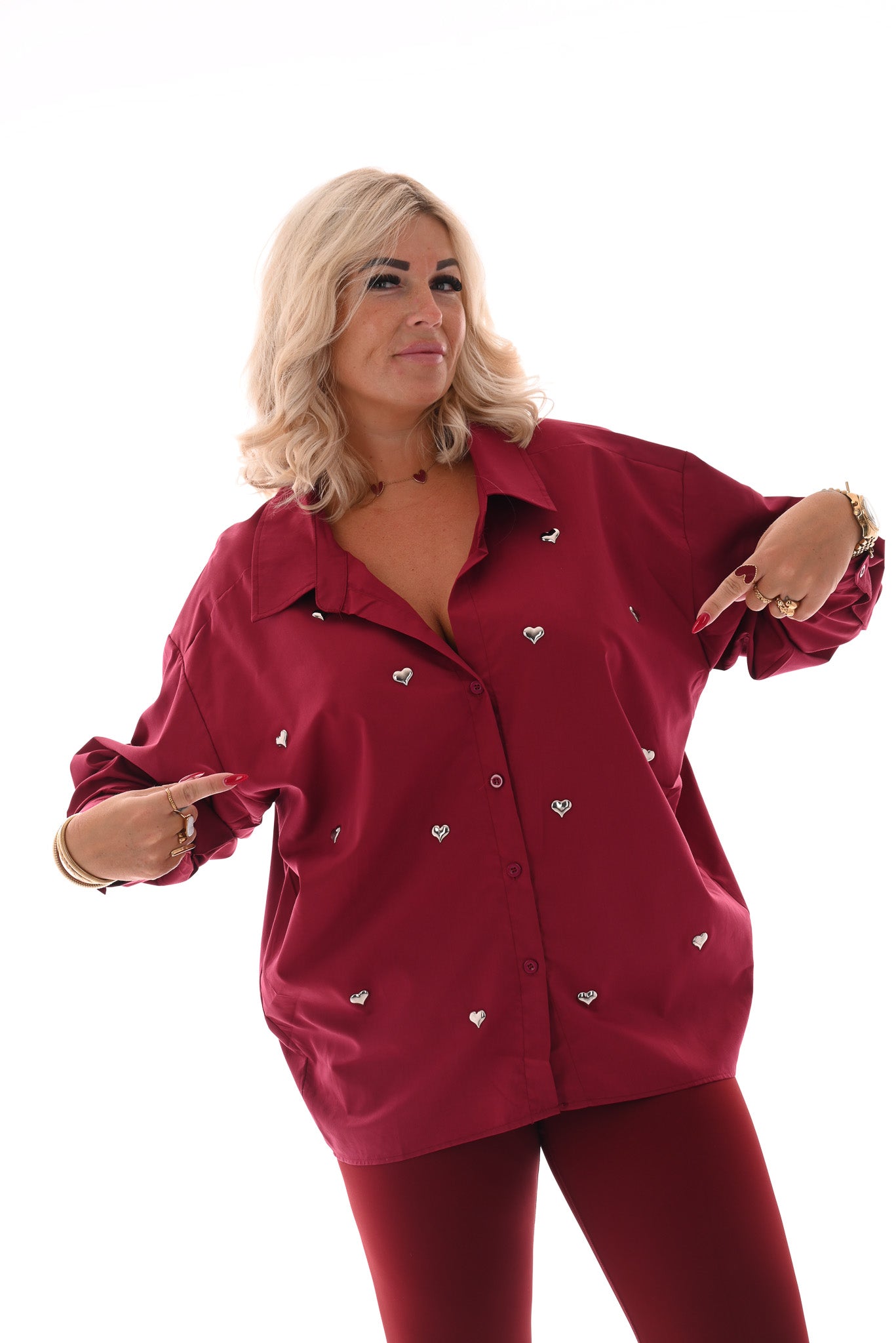 Blouse hartjes bordeaux