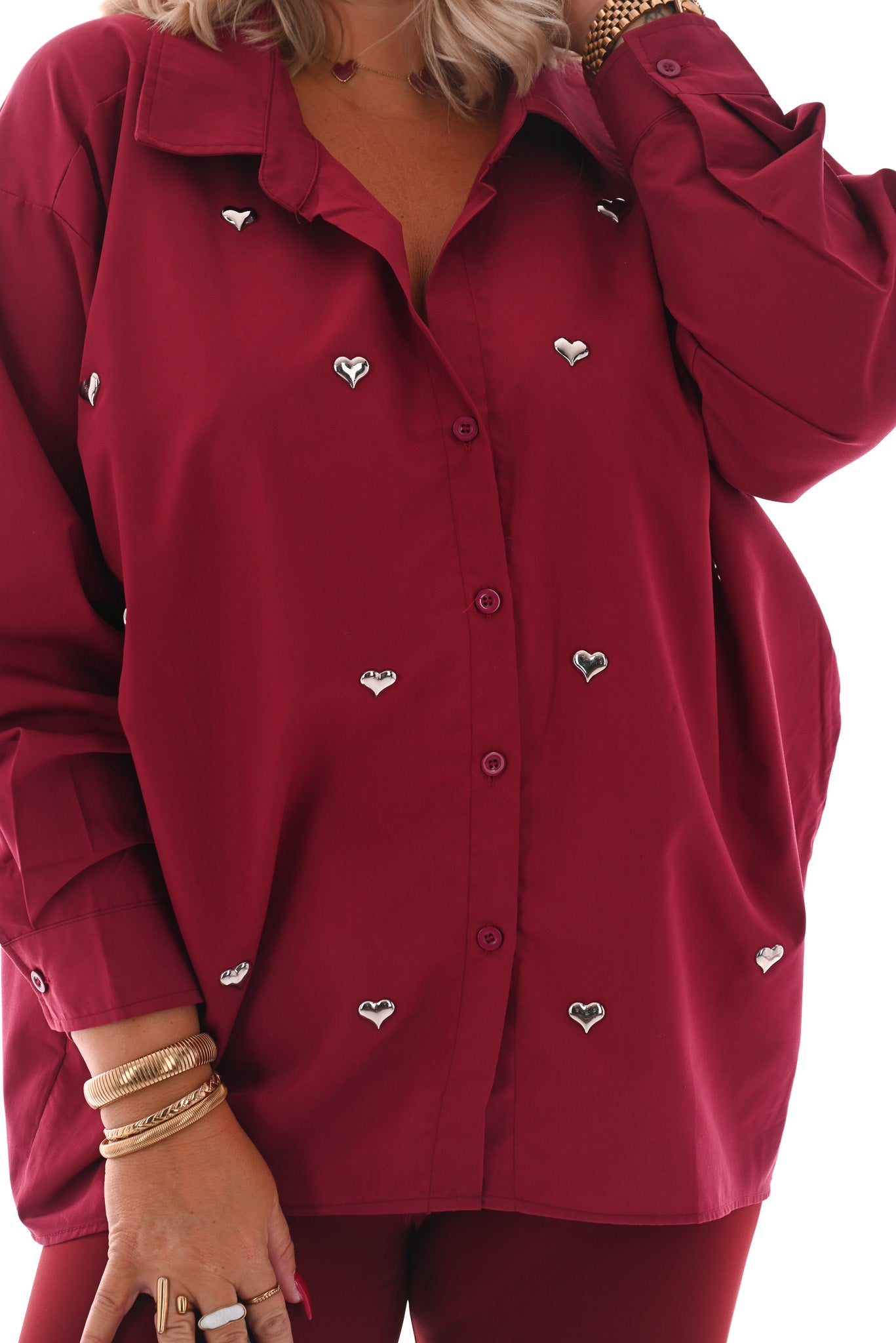 Blouse hartjes bordeaux