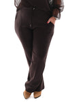 Wide leg comfy broek geplooide broek donkerbruin