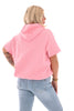 Hoodie korte mouwen wafel lichtroze