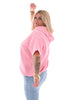 Hoodie korte mouwen wafel lichtroze