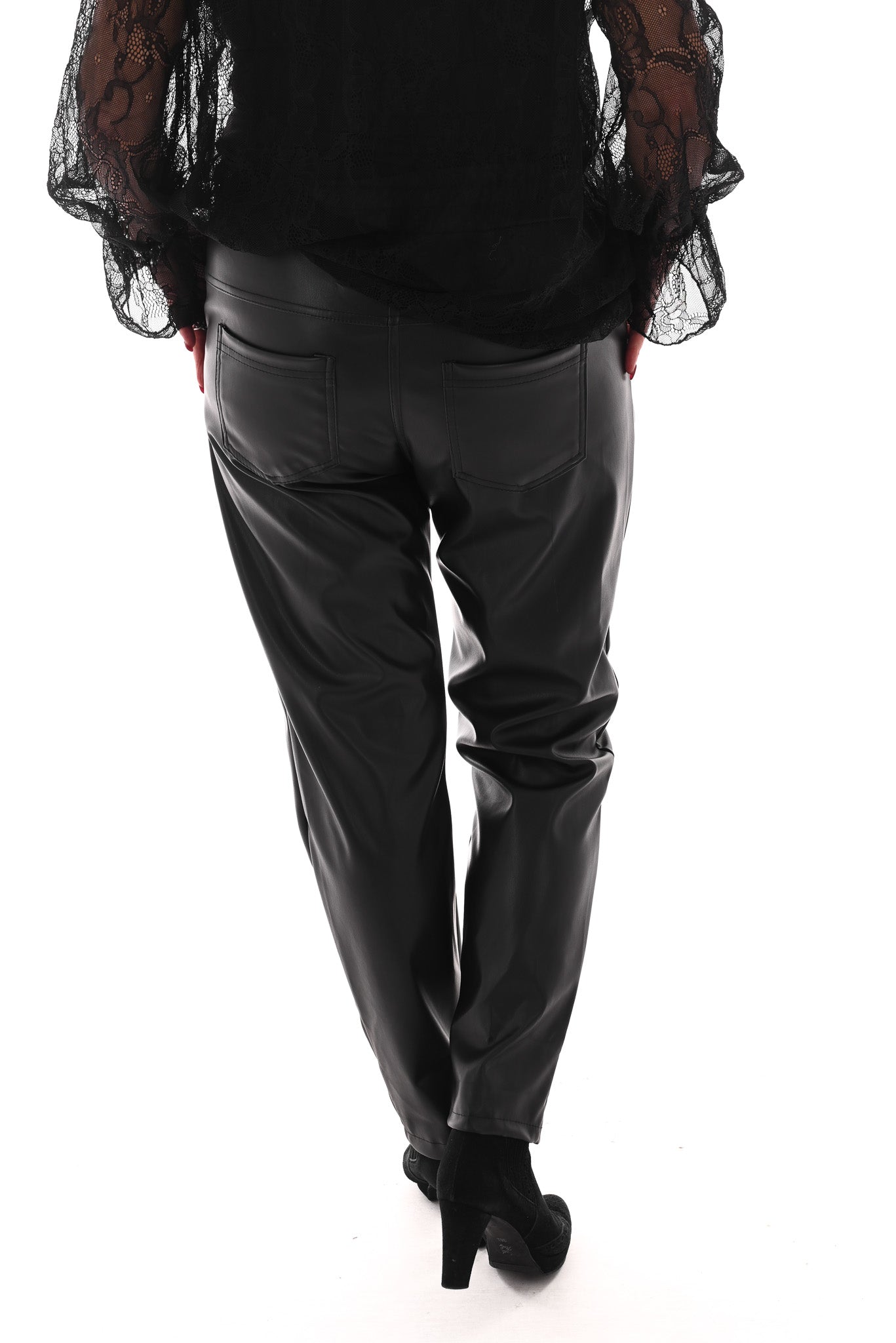 Leatherlook stretchbroek zwart