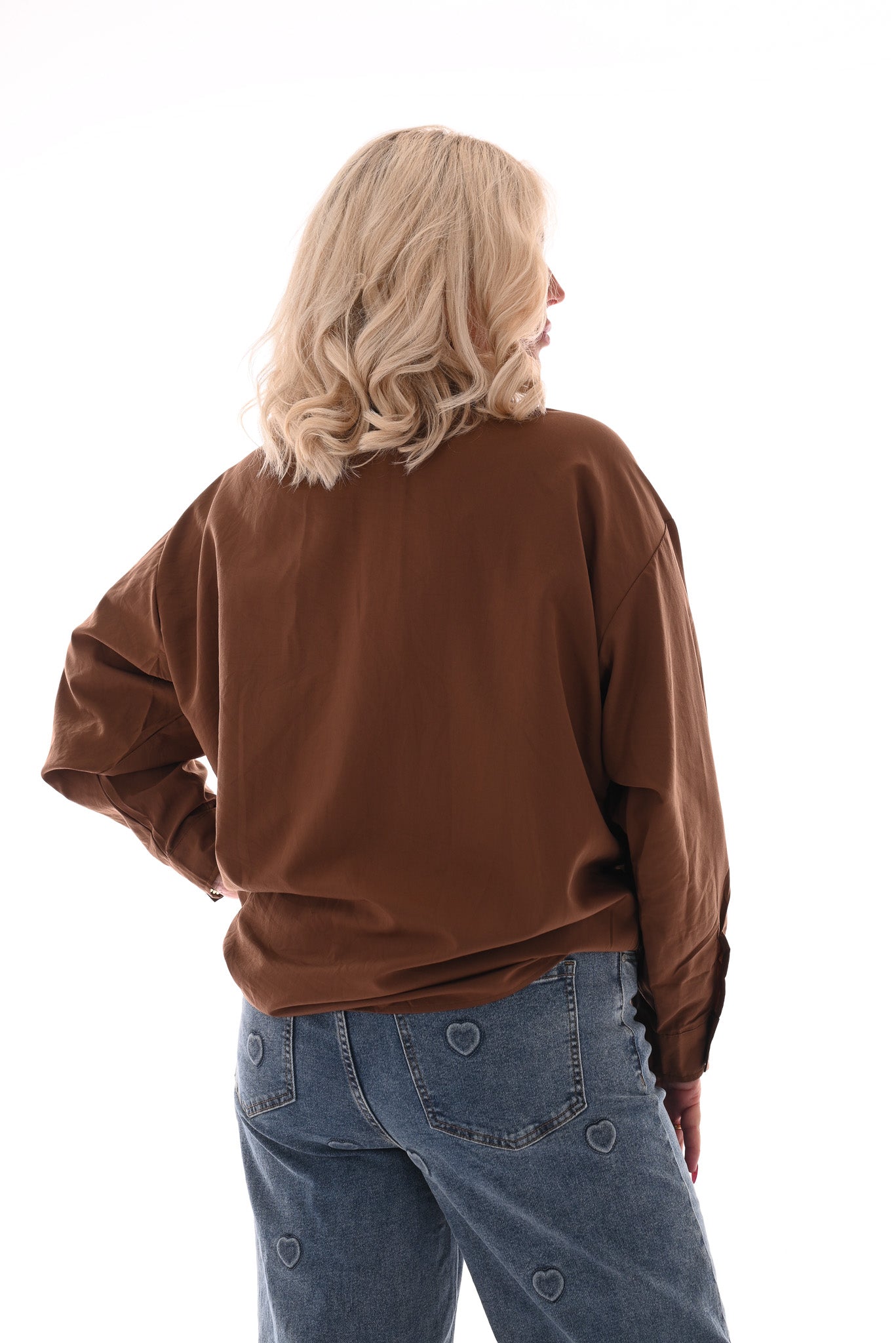 Blouse hartjes bruin