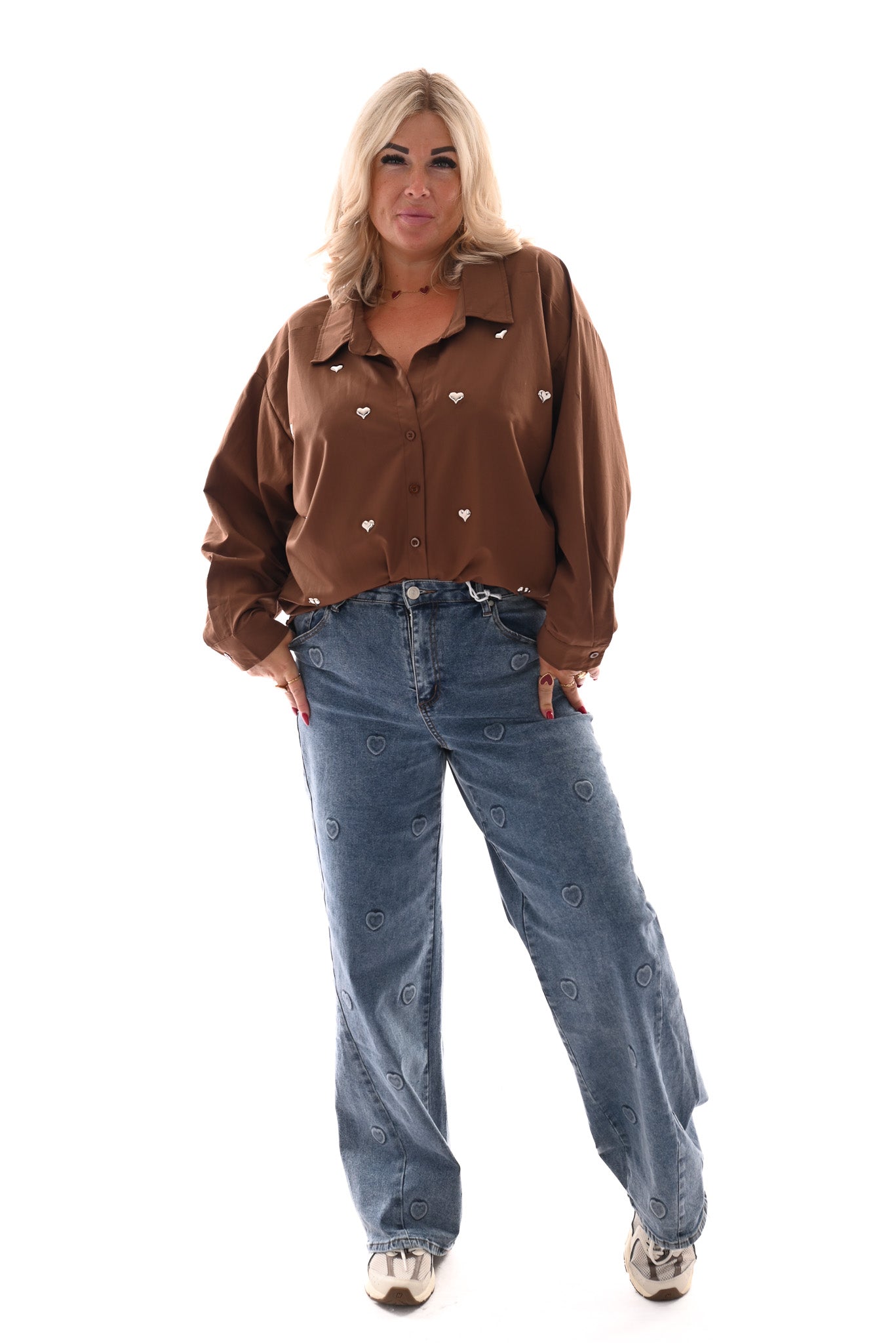 Monday wide leg hartjes blauw