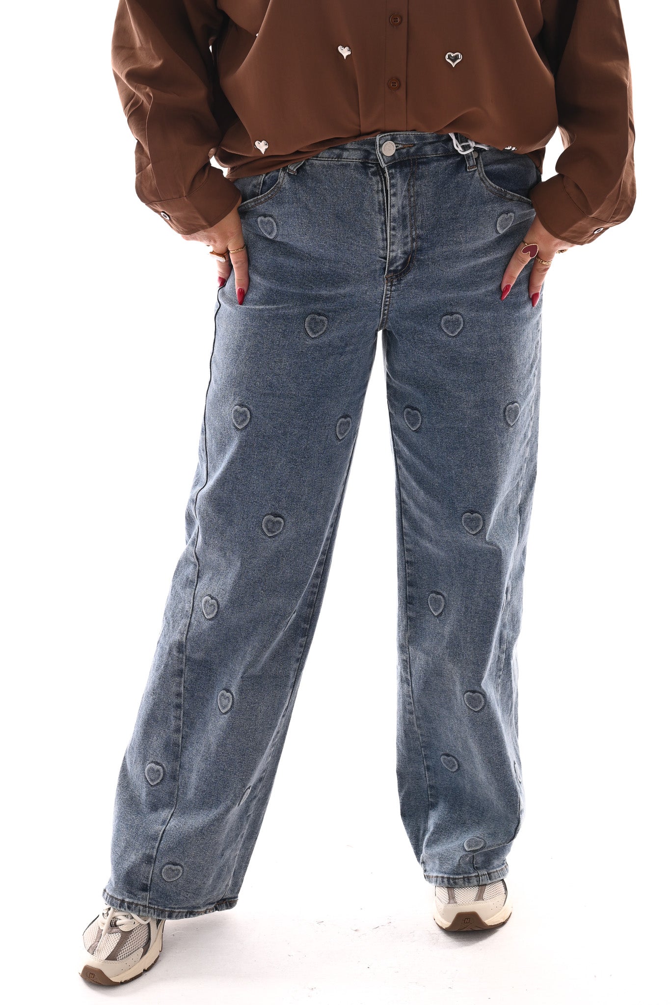 Monday wide leg hartjes blauw
