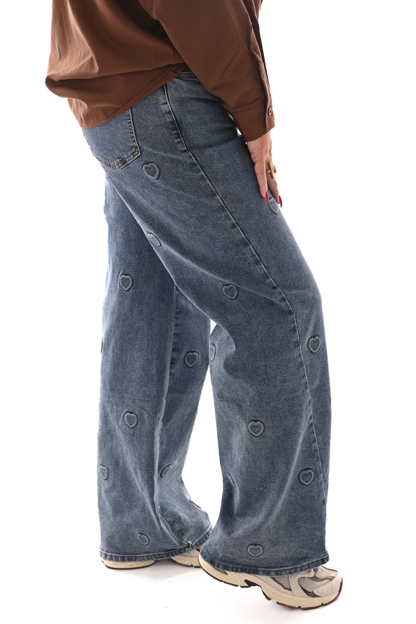 Monday wide leg hartjes blauw