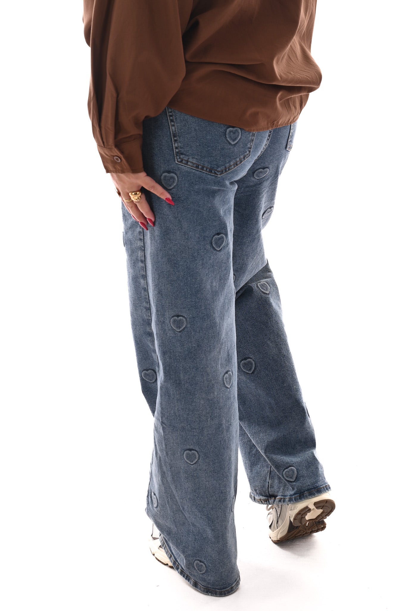 Monday wide leg hartjes blauw