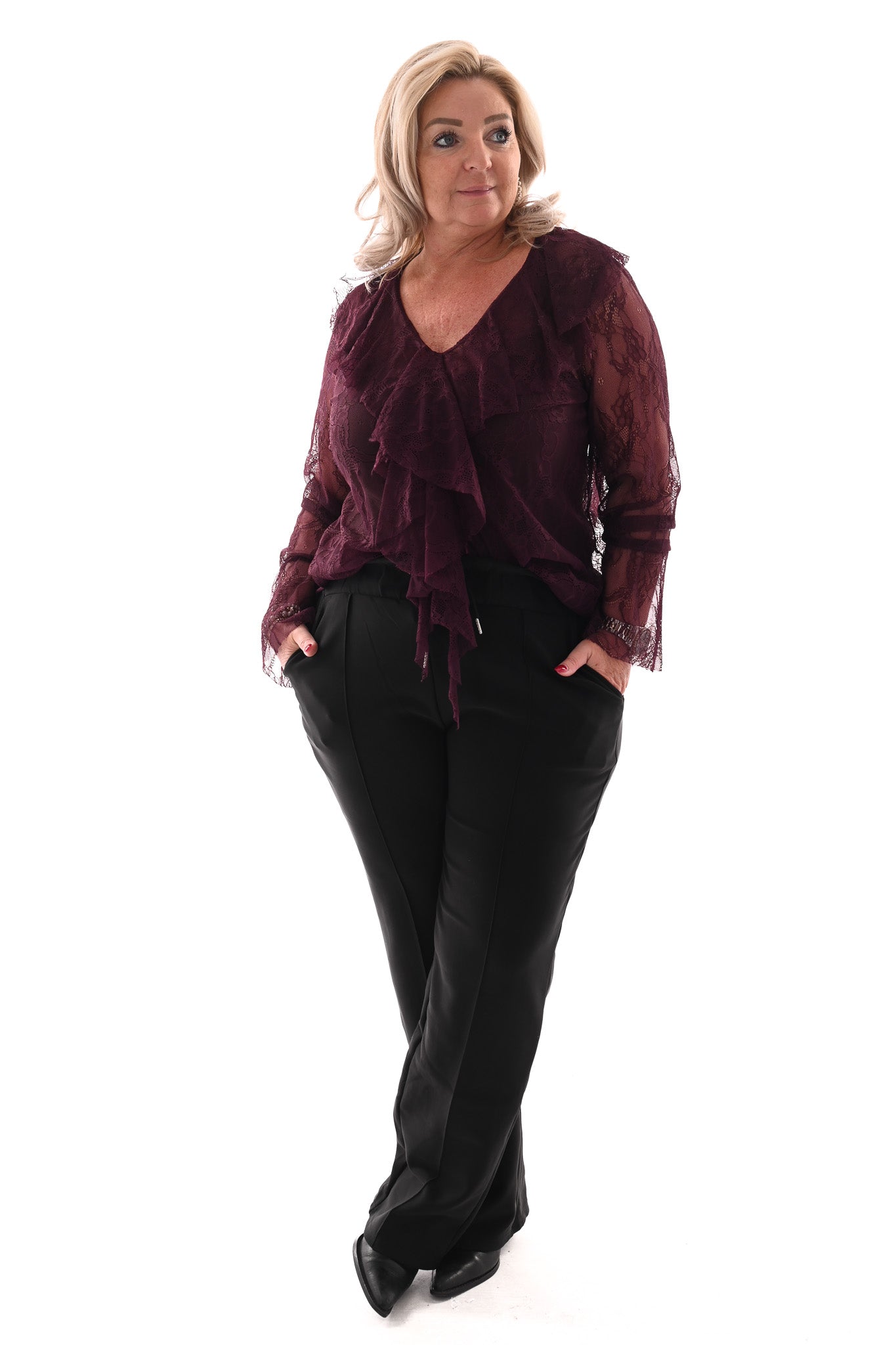 Wide leg comfy broek geplooide broek zwart