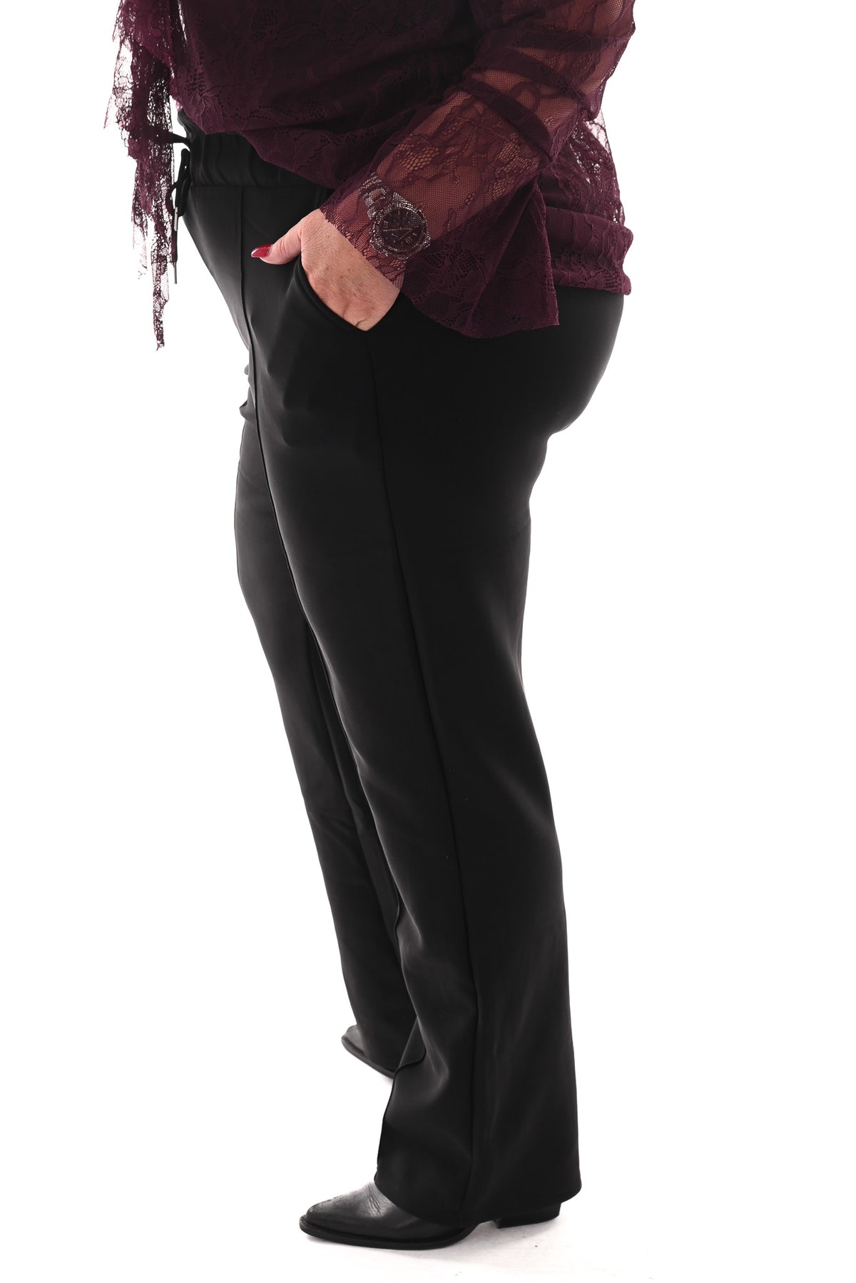 Wide leg comfy broek geplooide broek zwart