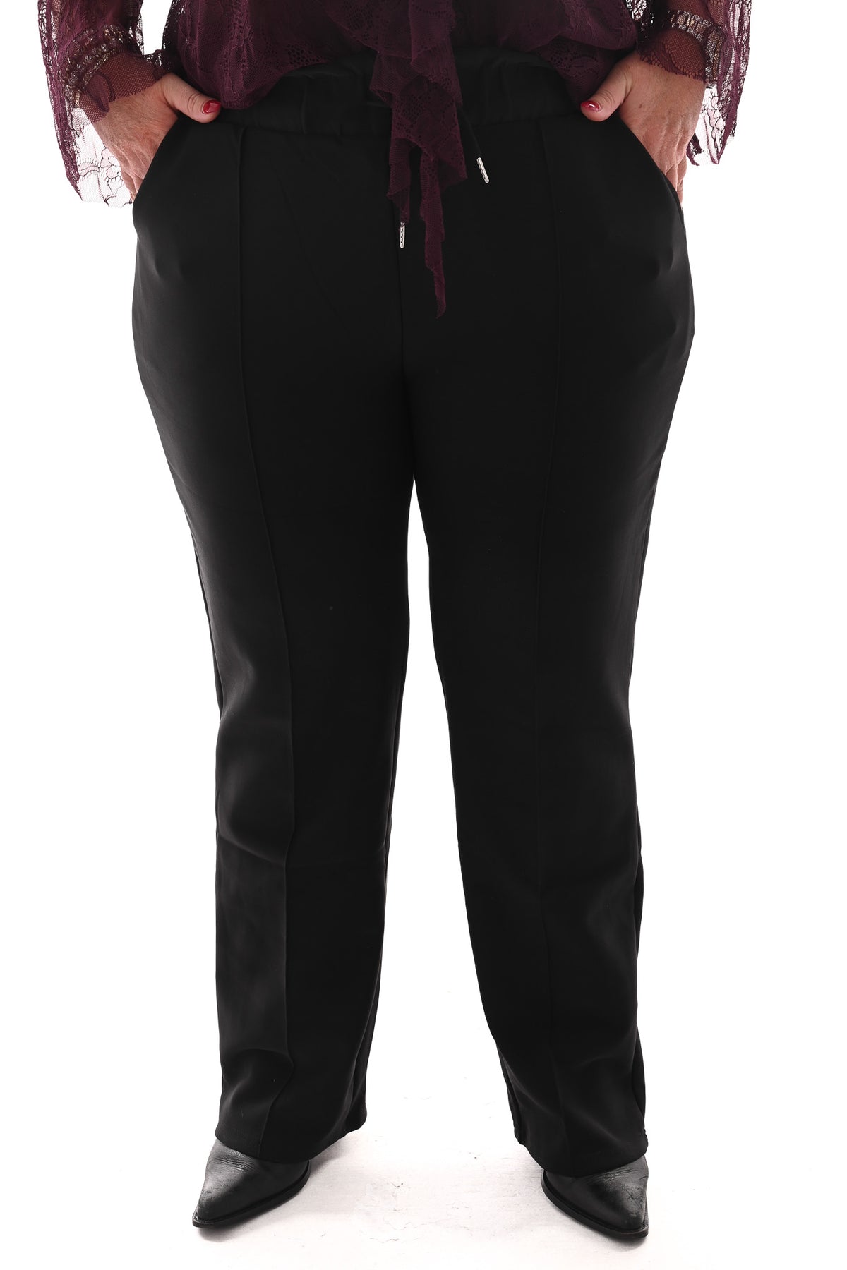 Wide leg comfy broek geplooide broek zwart