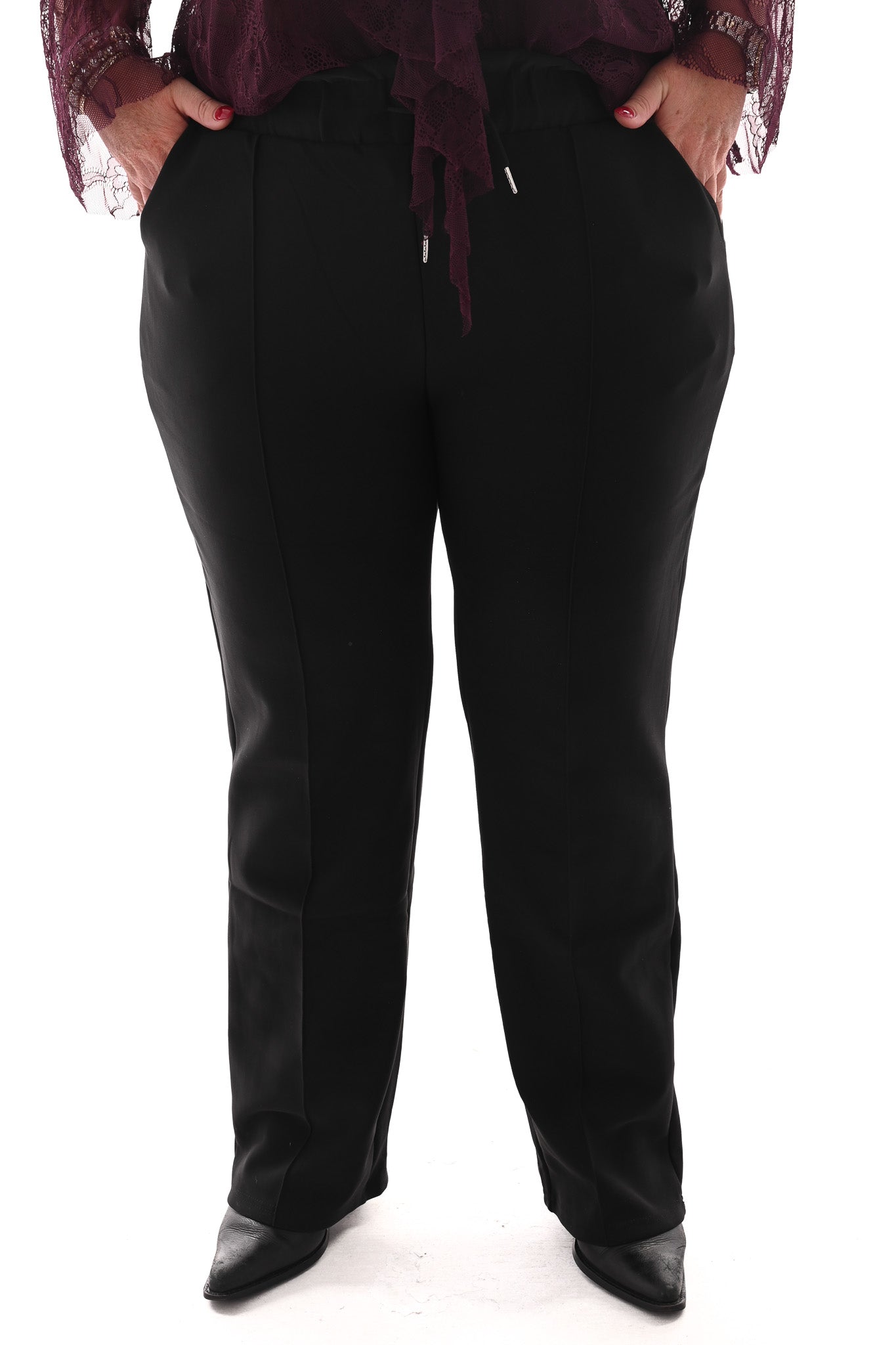 Wide leg comfy broek geplooide broek zwart