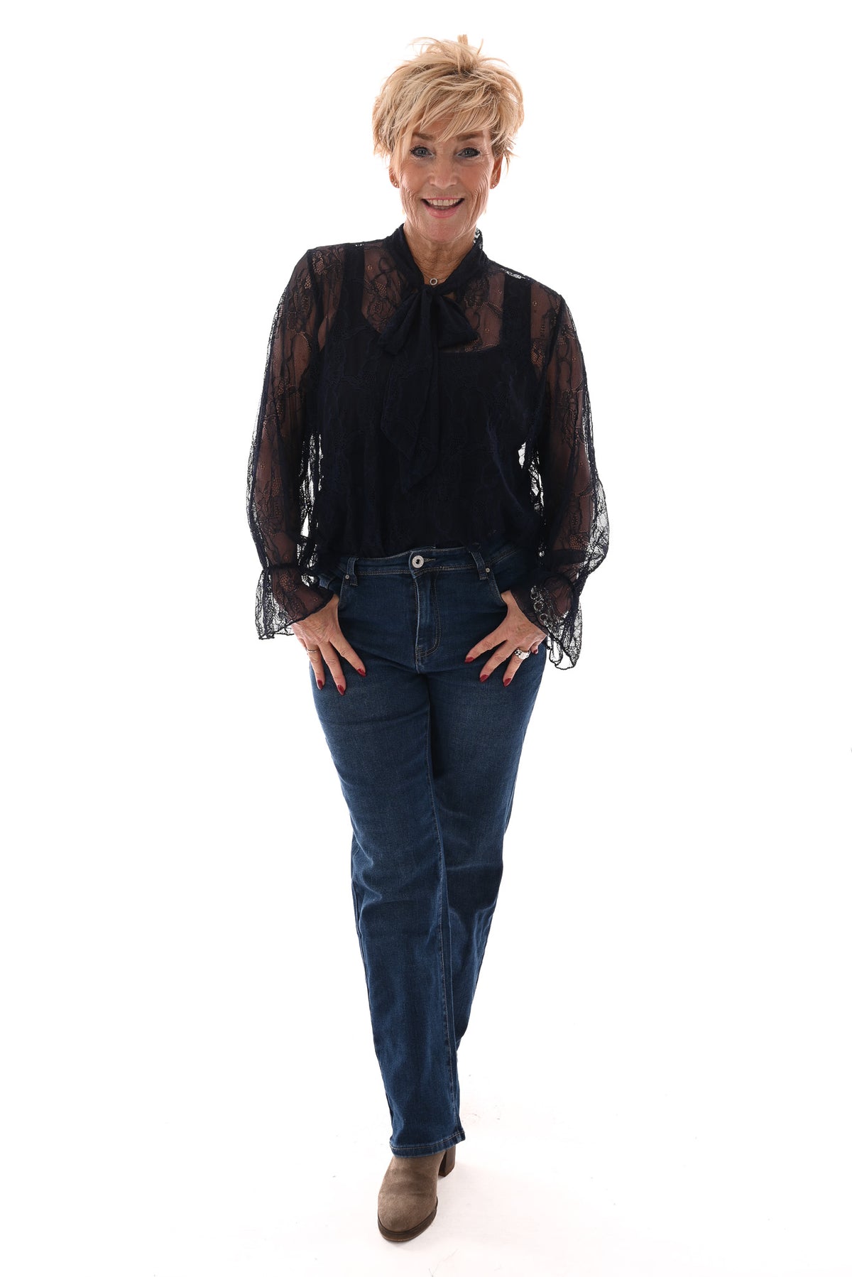 Norfy straight high waist jeans blauw