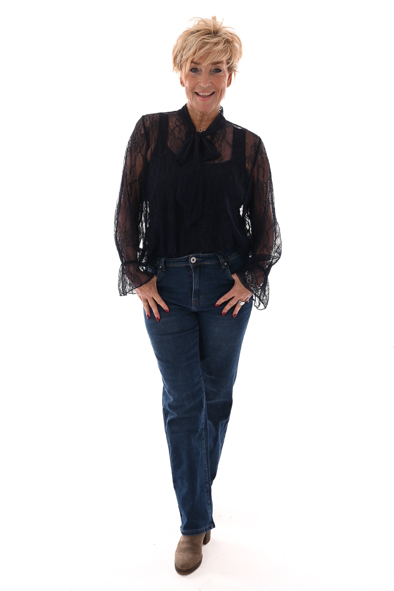 Norfy straight high waist jeans blauw