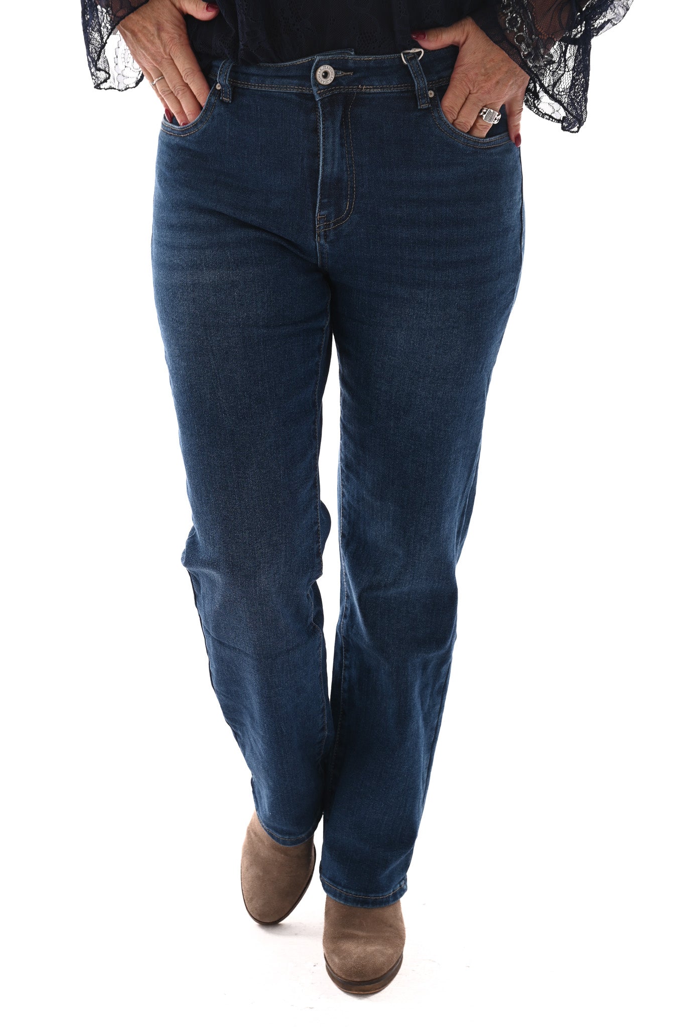 Norfy straight high waist jeans blauw